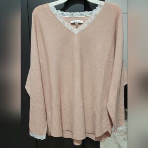 Sioni Milano Pink Blouse With Lace Trim